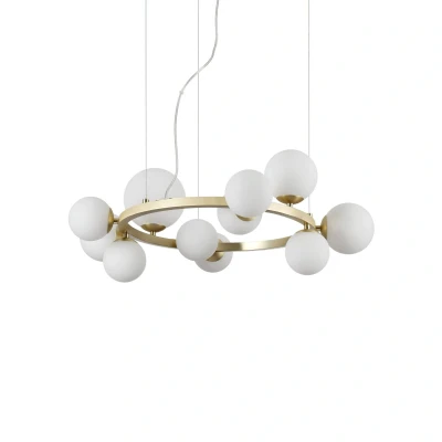 Immagine di Ideallux Ideal Lux Perlage ciondolo ottone/bianco 11flg Ø 73 cm