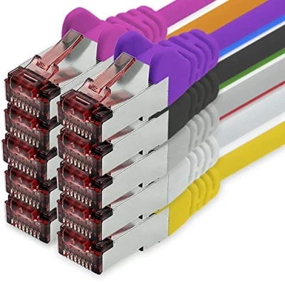Immagine di freiwerk Cavo di rete Cat.6 0,5m 10 colori Ethernet Lankabel Cat6 Lan Sftp Pimf Patchcable 1000 Mbit s compatibile con Cat5 Cat5e Cat6a Cat7 Cat8