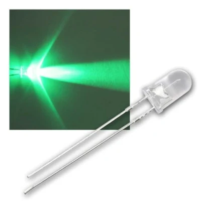 Immagine di world trading net 25 LED Trasparenti Come l&#039;acqua 5mm Verde Tipo WTN 5 8000gr, diodo emettitore di Luce, cablato, Il Si Illumina, componente