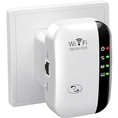 Immagine di Amplificatore WiFi Extender, ripetitore WLAN fino a 5000 sq.ft con modalità ripetitore/AP, Amplifier Long Range porta Ethernet tutti i dispositivi WLAN, configurazione