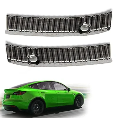 Immagine di Shop4EV Mascherina protettiva per bagagliaio, bordo di carico, accessori in acciaio inox, set da 2 pezzi, protezione paraurti, compatibile con Tesla Model Y (nero)