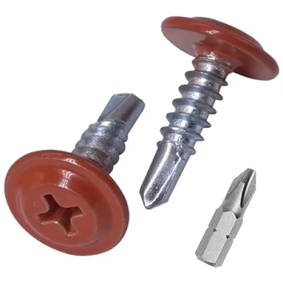 Immagine di SKIR&#039;CO (confezione da 50 pezzi) Verniciate 4,2 x 16 mm Viti autoperforanti, testa a croce modificata Phillips, vite in lamiera, wafer (50, marrone rame RAL 8004)