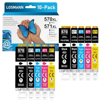 Immagine di LOSMANN Cartucce compatibili per Canon PGI 570 XL CLI 571 PIXMA TS5050 MG5700 MG5750 TS5055 MG6850 MG5753 MG6852 TS5051 TS6051 MG5751 MG6853 TS6050 TS5053 TS6052 MG5752 MG6851 (6 Pack)