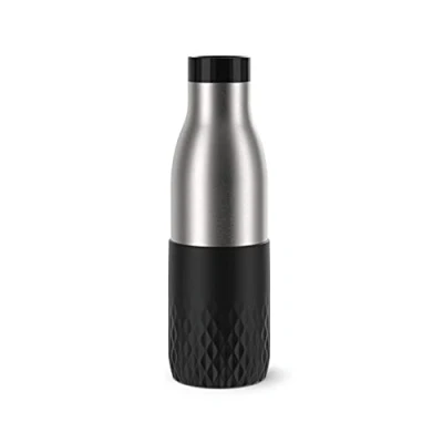 Immagine di Emsa Botella Bludrop Sleeve N311100, 0,5 litros, 100% hermética, cierre Quick Press, placer de beber 360, calor 12 h frío 24 h, apto para lavavajillas, acero inoxidable, color negro