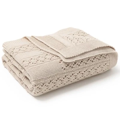 Immagine di DovFanny Coperta in cotone per neonati e bambine, 100 x 80 cm, colore: beige