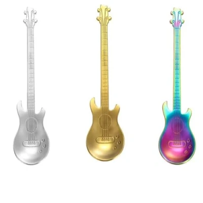Immagine di LiJuanWang Cucchiaini da Caffe Chitarra,3 Pezzi Chitarra cucchiaini,Cucchiaio Acciaio Inossidabile,Cucchiaini Zucchero,Cucchiaini Cucina per tè,Latte,caffè,Dessert,Bevande,frappè
