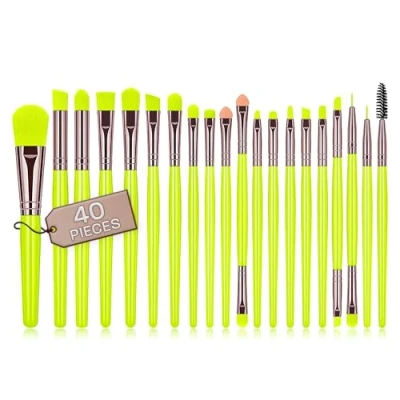 Immagine di pennelli make up professionali set 40 pezzi setole sintetiche di qualità correttore per ombretto fard trucco kit (Giallo)