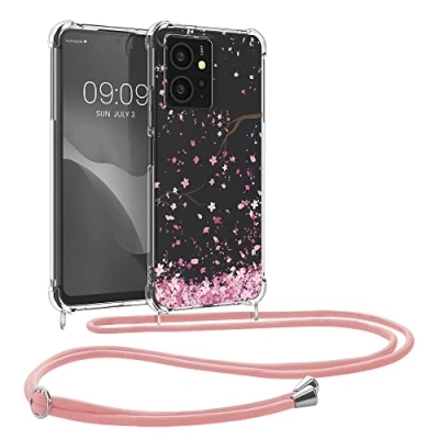 Immagine di kwmobile Custodia Compatibile con Xiaomi Redmi Note 12 (4G) Cover Back Case in Silicone TPU Protezione Smartphone Cordino rosa/marrone scuro/trasparente