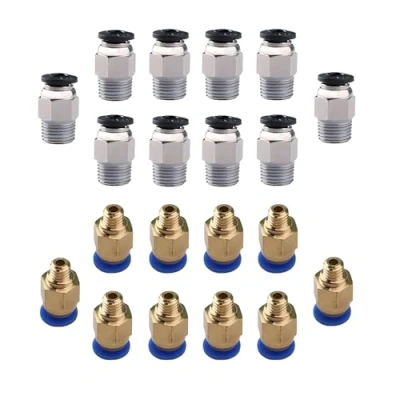 Immagine di CESFONJER Raccordo Rapido Pneumatico Aria Compressa PC4 M6 (10 Pezzi), Dritto M10 per Connettore Attacco E3D V6 a Spinta Stampante 3D Estrusore