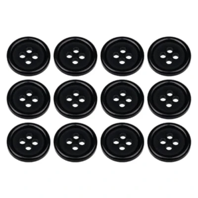 Immagine di Confezione da 12 bottoni rotondi cucire, 15 mm, piatti, 4 fori, 24 l, ligne