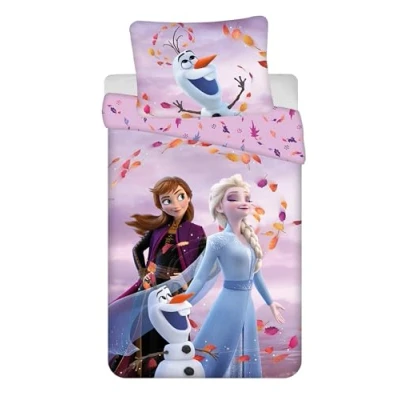 Immagine di Jerry Fabrics Frozen Set di biancheria da letto per bambini, copripiumino 140 x 200 cm + federa 70 90 cm, in cotone Öko Tex Standard ragazze Regina ghiaccio Anna Elsa Olaf