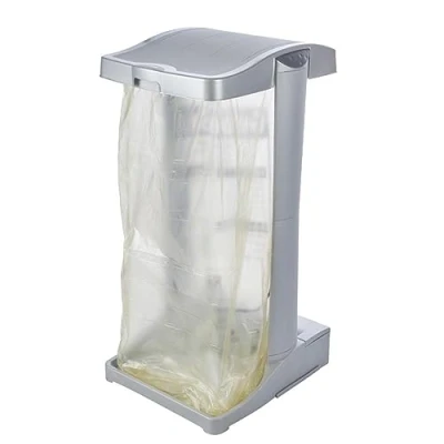 Immagine di keeeper Supporto per Sacchi della Spazzatura con Scomparto Integrato, 60 120 L, Ole, Grigio (Argento/Antracite)