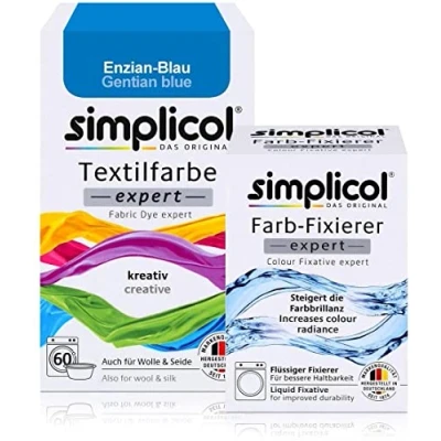 Immagine di Simplicol Pittura tessile Expert + Farbfixierer, combi pack Enzian blau 1709