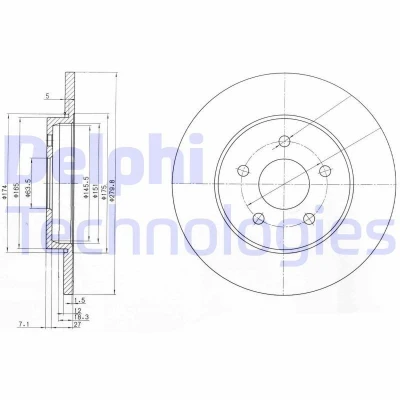 Immagine di DELPHI BG3663C Disco freno 280 12 5 pieno rivestito non trattato senza cuscinetto ruota, anello sensore ABS JAGUAR: X Type Sedan