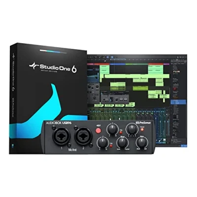 Immagine di PreSonus AudioBox 96 Interfaccia Audio USB, Per Registrazione, Diffusione, Podcasting con Bundle di Software incluse Studio One Artist, Ableton Live Lite DAW, Edizione 25 Anniversario