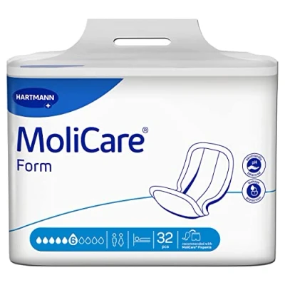 Immagine di Molicare Forma 6 gocce, per incontinenza media: alta sicurezza, protezione extra contro le perdite e discrezione donne uomini, 4 x 32 pezzi