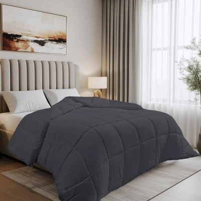 Immagine di Utopia Bedding Invernale Piumone Piumino singolo Letto Trapunta 100% Microfibra in Fibra Cava (Grigio, 135 x 200 cm 350 GSM)