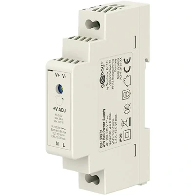 Immagine di Goobay 59574 Alimentatore di rete 5 V, trasformatore ideale per il funzionamento sistemi sorveglianza e accesso/trasformatore campanello citofono/campanello DIN Rail 2,4 A 12 W