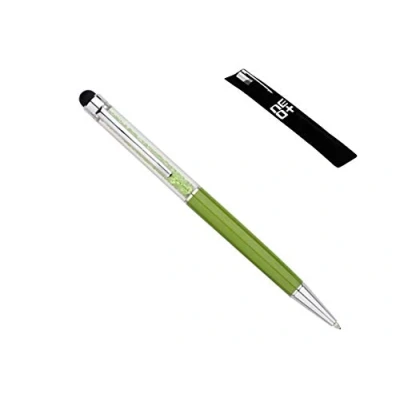 Immagine di Penna a sfera 2 in 1 di qualità con cristalli ed estremità posteriore gommata per touchscreen. ricariche incluse (LIME)
