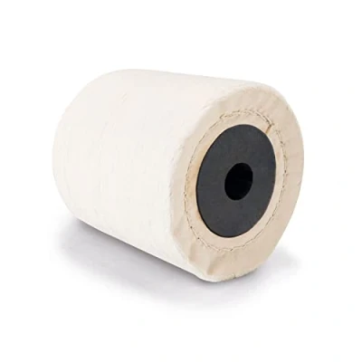 Immagine di Scheppach Spazzola in cotone per smerigliatrice rasatura MRS1300, larghezza 100 mm, diametro 120 rullo abrasivo marmo e metalli verniciati non verniciati, adatta lucidare