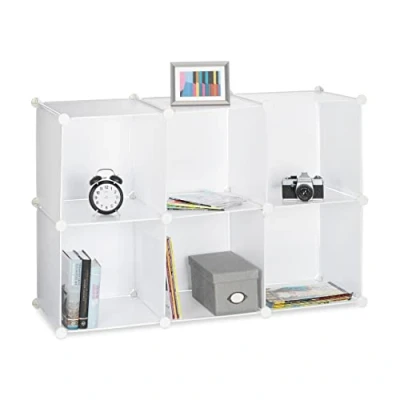 Immagine di &quot;Relaxdays 10021958_49 Scaffale Componibile, 6 Scomparti, Sistema a Incastro, Plastica, HxLxP: 65 x 96 32 cm, Bianco