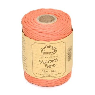Immagine di Everlasto Rocchetti da 50 m, in morbido cotone colorato, per macramè, 4 mm circa, colore: arancione