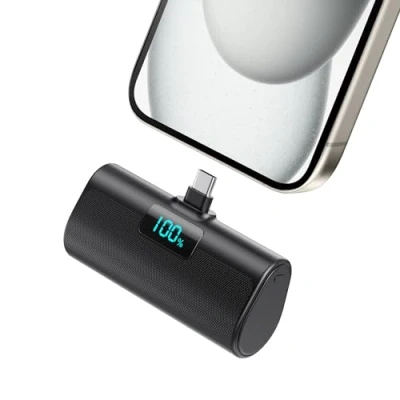 Immagine di Power Bank 5200mAh, Ultra piccolo&amp;Ultra compatto Caricatore Portatile USB C PD Ingressi&amp;Uscite Mini Powrbank Batteria Esterna per iPhone 16/15 Android Samsung Galaxy Note Huawei iPad Pro/Air Nero