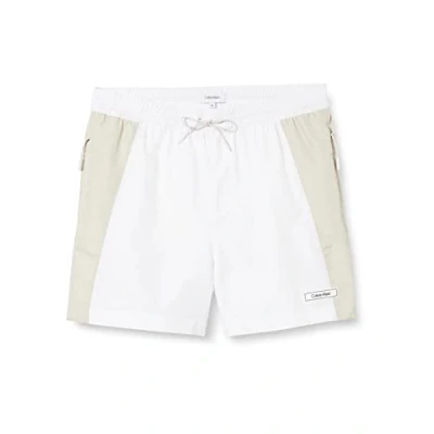 Immagine di Calvin Klein Pantaloncino da Bagno Uomo Medium Drawstring Lungo, Bianco (PVH Classic White), M