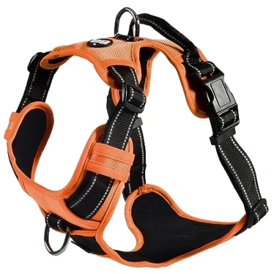 Immagine di Bobby Rando Walk Pettorina per cani Taglia S, in Nylon Riflettente, Fibbie Regolabili a Chiusura Sicura, Facile da Indossare, Arancio Girocollo 32 48 cm, Giropetto 40 52 cm