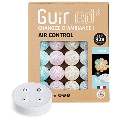 Immagine di Ghirlanda luminoso a LED per batuffoli di cotone USB Telecomando wireless Luce notturna bambini 2h Adattatore alimentazione doppio 2A incluso 4 intensità 32 sfere 4,8 m Licorne