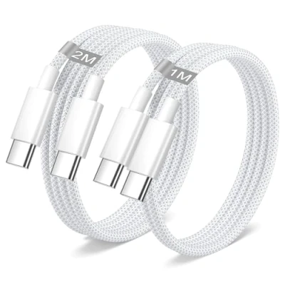 Immagine di iPhone 15 16 Cavo USB Type C Ricarica Rapida 1M+2M 2Pezzi, 60W Nylon Filo Caricatore Apple Cavetto per Pro Max/Plus,iPad Pro/Air/Mini 7 6,iPad 10 11 Gen