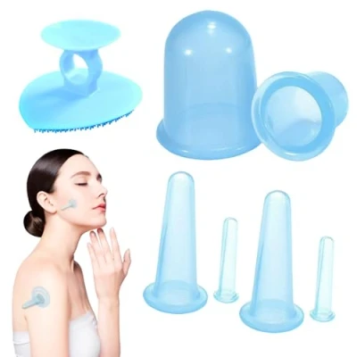 Immagine di KUBDPQOR Coppetta Anticellulite, Coppettazione Massaggio, Massaggio Viso Tazza in Silicone, Coppette per la Riduzione della Cellulite, Migliorare Circolazione e Ringiovanire Pelle