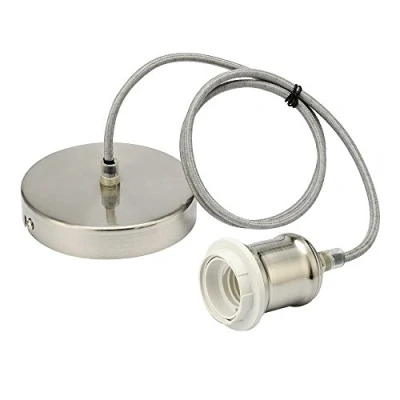 Immagine di Supporto per lampadina con cavo intrecciato e flessibile, kit lampada a sospensione, portalampada