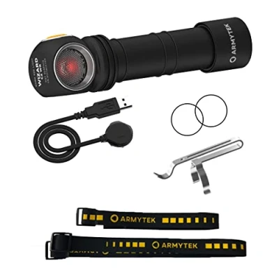 Immagine di ArmyTek Wizard C2 WR Magnet Warm &amp; Red LED (monocolore) Lampada frontale con supporto magnetico a batteria ricaricabile 1100 lm 3 h 65 g