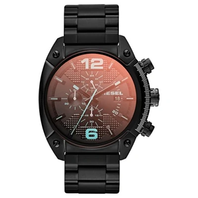 Immagine di Diesel Orologio da uomo Overflow, movimento cronografo, cassa in acciaio inossidabile nero 49 mm con bracciale inossidabile, DZ4316