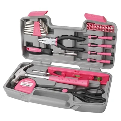 Immagine di Kit di attrezzi per la casa, Apollo DT9706PUK, set da 39 pezzi donne con gli rosa più utilizzati il fai te. Ottimo regalo casa