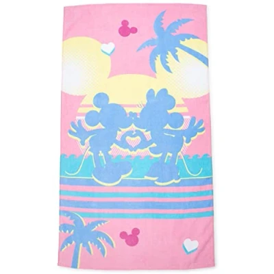 Immagine di Jay Franco Disney Mickey e Minnie Mouse Baci Al Tramonto 86cm x 162cm Grande Asciugamano da Spiaggia In 100% Cotone/Telo Mare