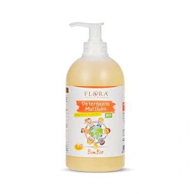 Immagine di FLORA Detergente Multiuso BimBìo BDIH CODEX DEMETER COSMOS BIO 500 ml Igiene quotidiana per mani sederino corpo e capelli