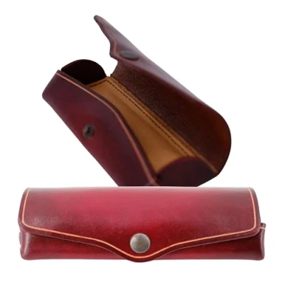 Immagine di MIKA 28071004 custodia piccola per occhiali in vera pelle/sella, e ausilio visivo, uomo donna, rosso, ca. 15 x 6 3 cm.