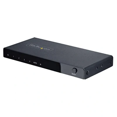 Immagine di StarTech.com Switch HDMI 8K a 4 porte, switcher 2.1 4K 120Hz/8K60Hz UHD, HDR10+, Commutatore 2 In 1 Out, commutazione automatica/manuale delle sorgenti con telecomando (4PORT SWITCH)