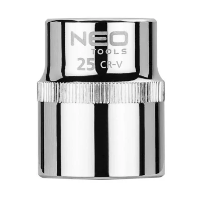 Immagine di NEO TOOLS 08 025 Serie di bussole 1/2 3124 25 mm Acciaio al cromo vanadio SuperLock
