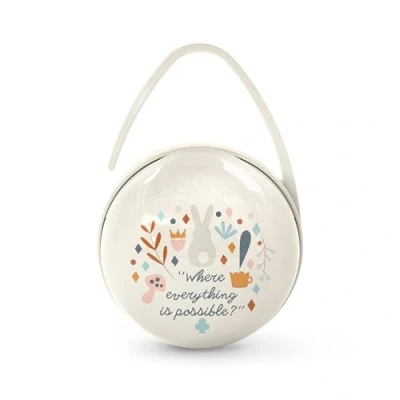 Immagine di Suavinex, Portaciuccio Bimbo, per Portare 2 Ciucci Indipendentemente, con Maniglia Appendere alla Borsa, in Auto o nella Culla, Scatola Portaciuccio, Wonderland Beige