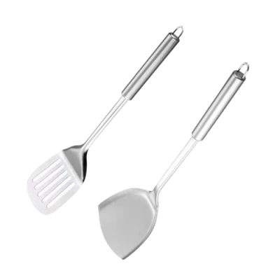 Immagine di volumoon 2 Pezzi Spatola in Acciaio Inox, per Pancake, Professionale, Scanalata, Solida, Multiuso, Spatole Resistente al Calore, Utensili da Cucina