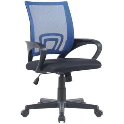 Immagine di CLP Sedia Ufficio Genius in Rete Traspirante I Studio Pc Ergonomica Girevole Regolabile Imbottita con Braccioli E Ruote, Colore:Blu