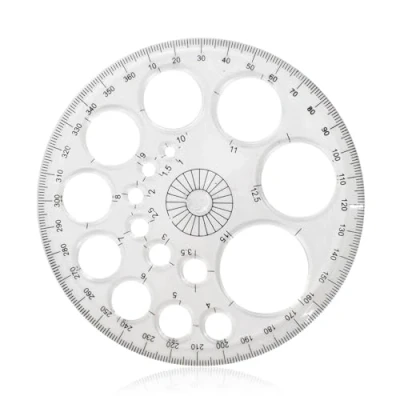 Immagine di Stencil circolare,Modello circolare,Stencil circolare per Disegnare, Modello in plastica,Righello disegnare Misurare Progettare,Per Ufficio, Scuola, Edificio