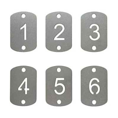 Immagine di Targhette rettangolari in acciaio inox con numero incavato due fori (1 25)