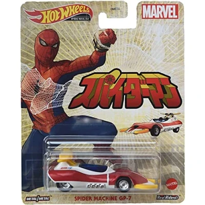Immagine di Uomo Ragno Die Cast Modellino Auto SPIDER MACHINE GP 7 Scala 1:64 6cm Hot Wheels GRL76
