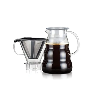 Immagine di Bodum 11762 10 01S Caffettiera Permanente a Maglia Sottile Acciaio Inox, 8 Tazze, Trasparente, 1,0 L, con Porta Filtro Tritan, Vetro, 15 cm