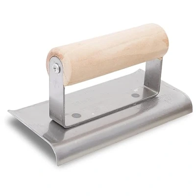 Immagine di Frattazzo Marshalltown per bordi in acciaio calcestruzzo R 10mm, L 13mm, estremità curve con manico legno inossidabile, dimensione della frattazzo: 152x76 mm