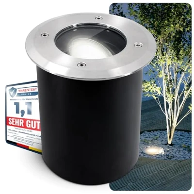 Immagine di SSC LUXon JUAVI Faretto LED da incasso a terra, orientabile, IP67, rotondo, con GU10, 6 W, bianco neutro, 230 V, trasportabile, per esterni